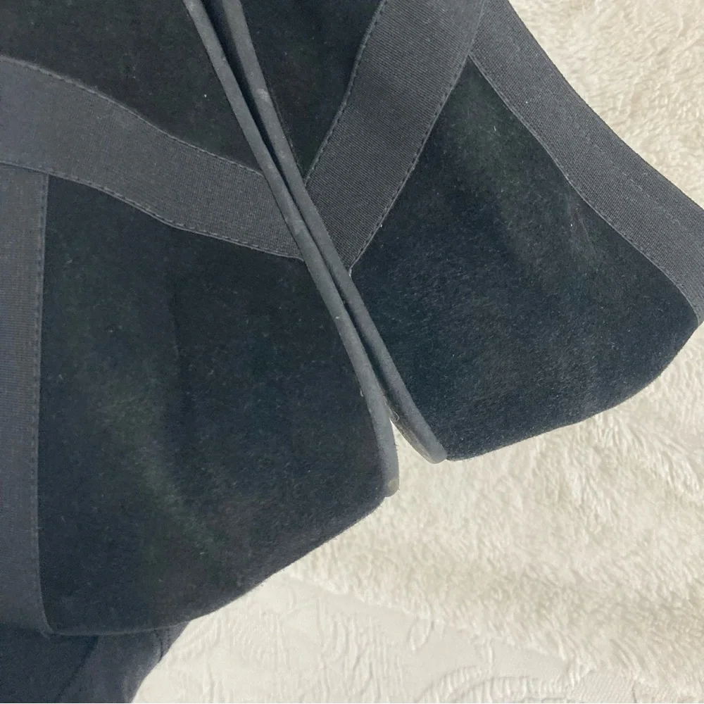 Aquatalia Black Suede Wedge Mary Janes